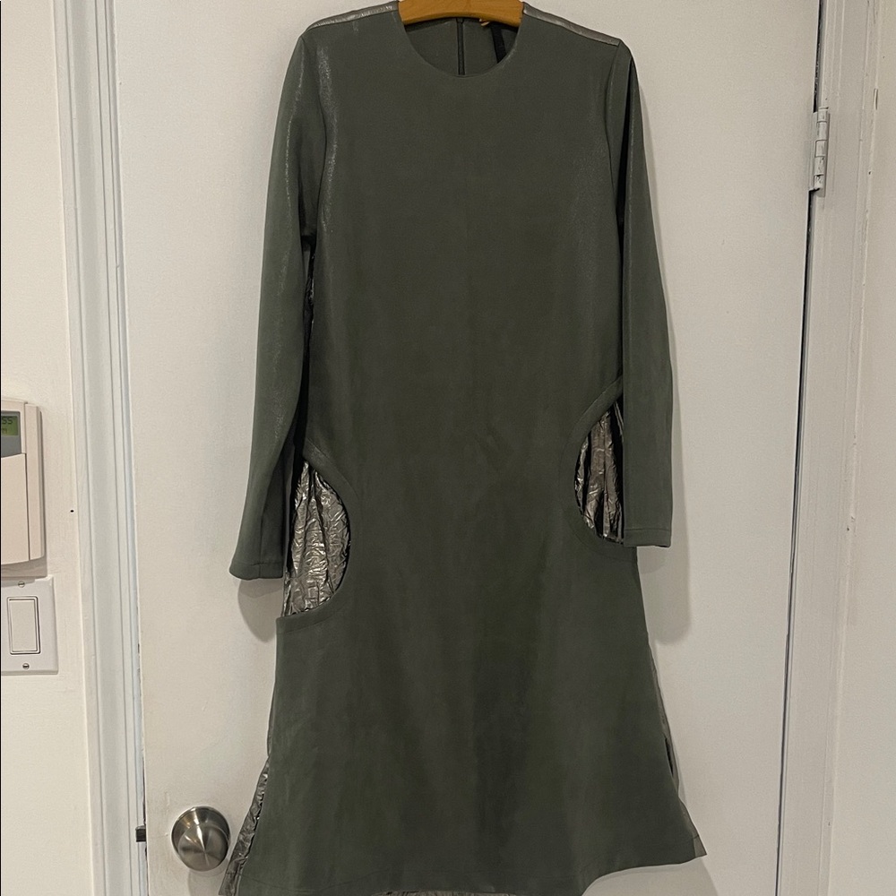 Kidichic Elegant olive Green Long Sleeve Dress for girls size 18